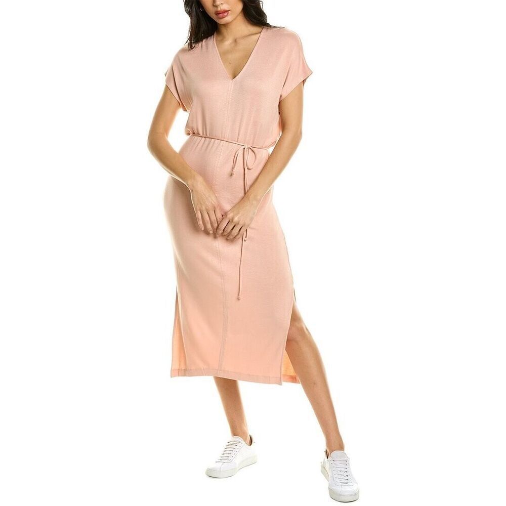 Vince Double V-Neck Popover Dress Pale Pink Size Small